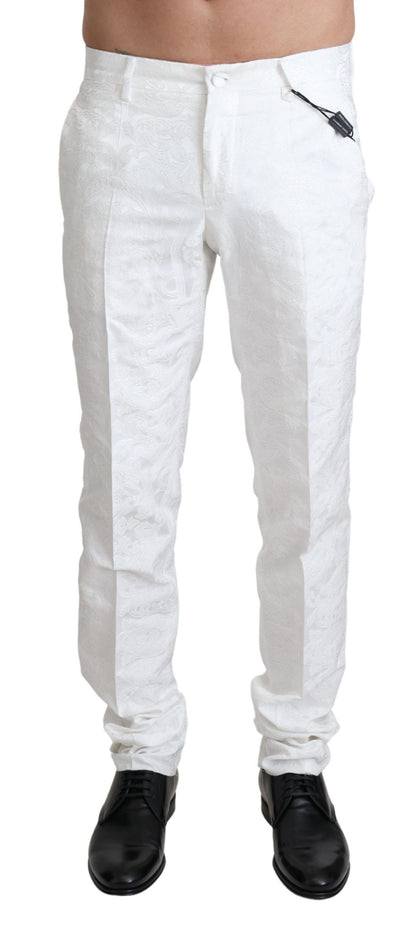 Elegant White Brocade Dress Pants - The Luxe Alliance