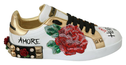 DG Amore Portofino Sequined Floral Sneakers