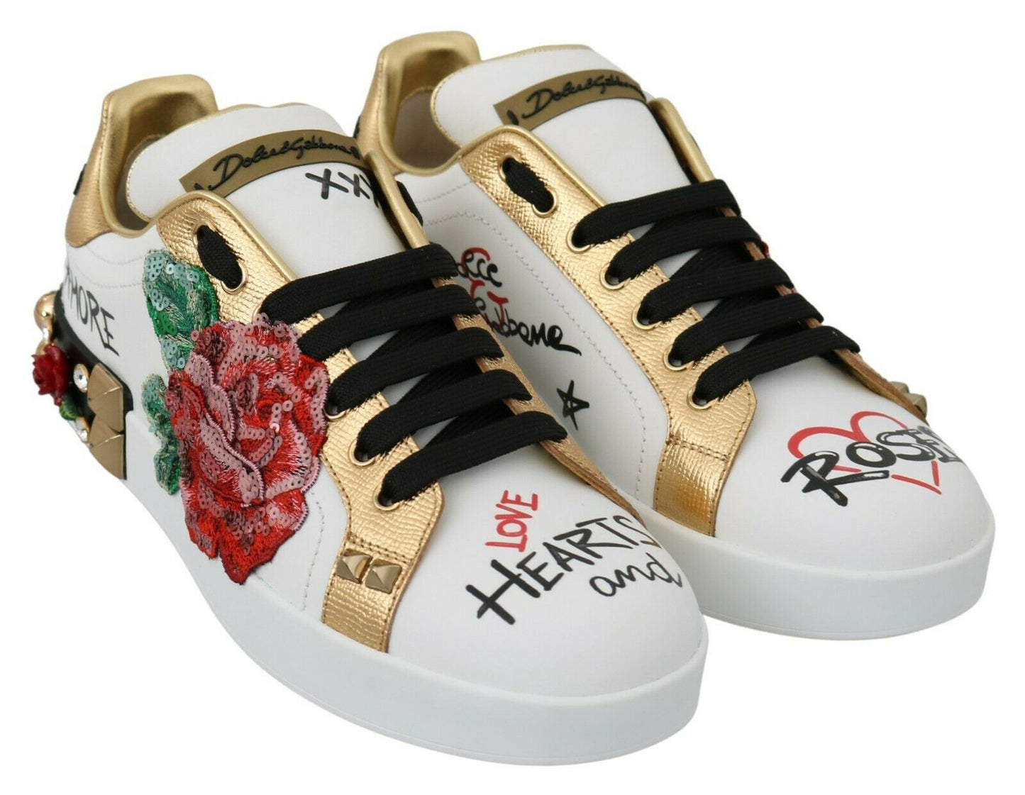 DG Amore Portofino Sequined Floral Sneakers