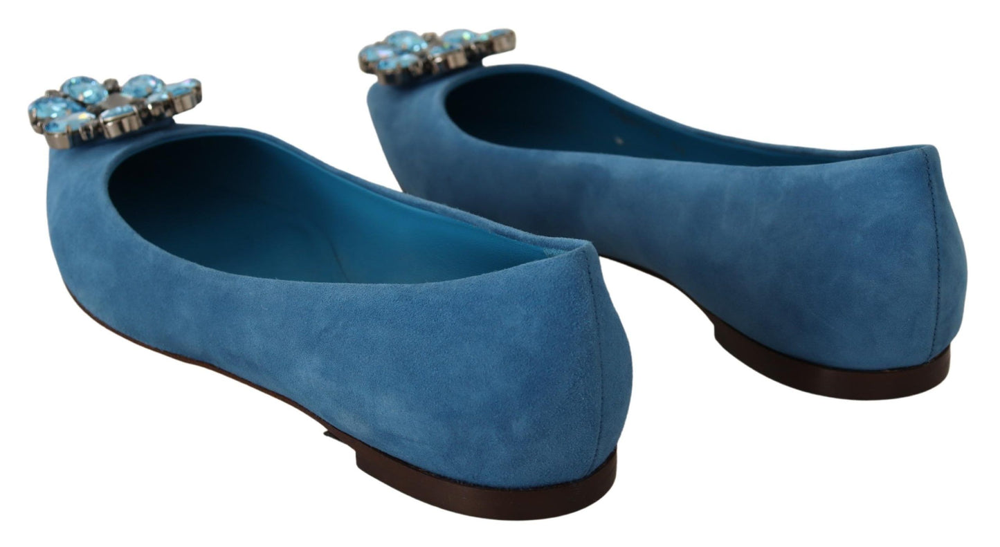  - Elegant Crystal-Embellished Suede Flats