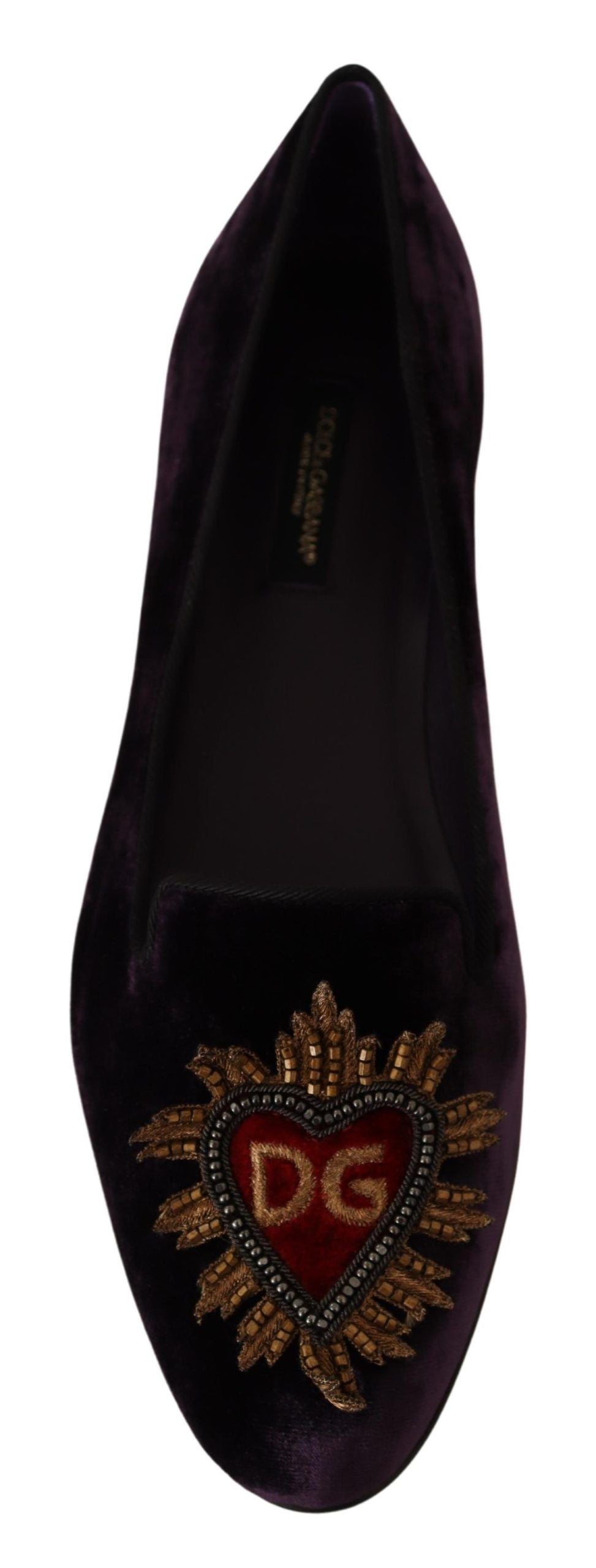  - Chic Purple Velvet Loafers with Heart Detail