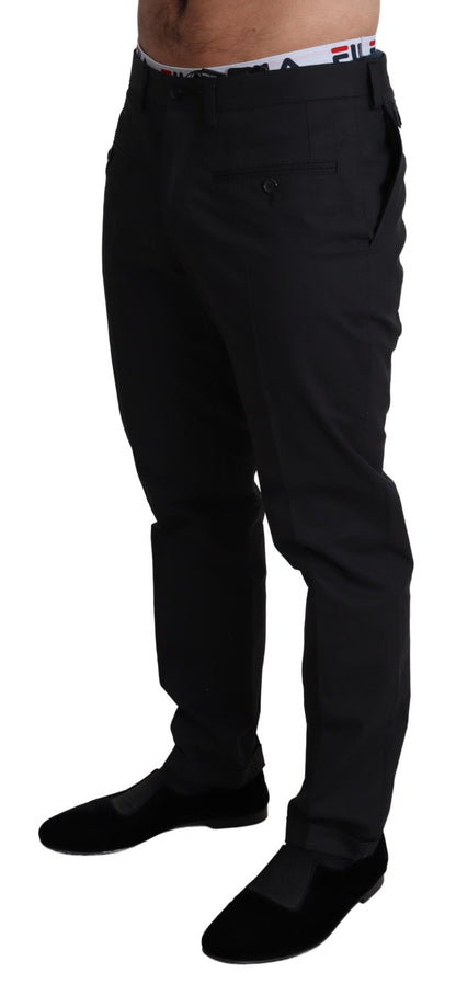  - Elegant Black Stretch Cotton Trousers