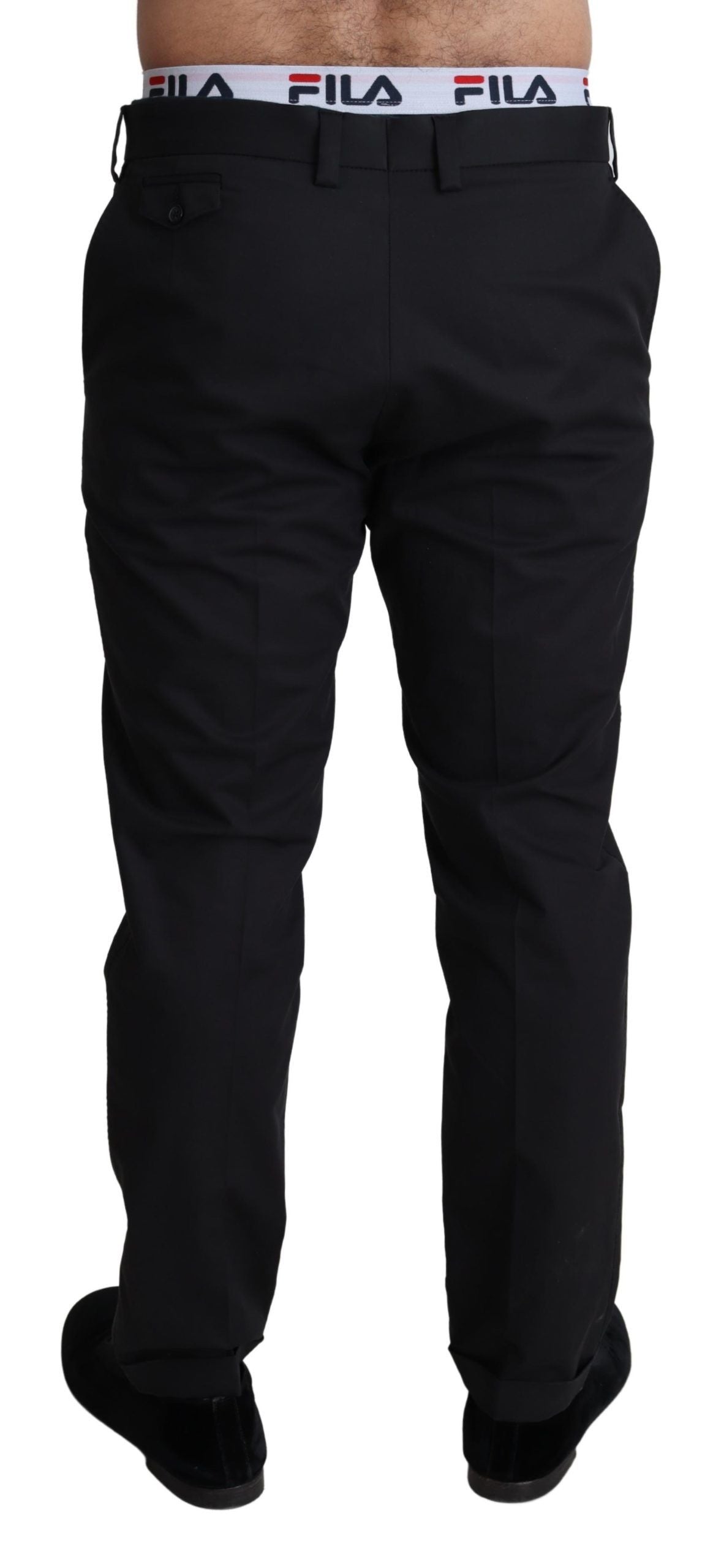  - Elegant Black Stretch Cotton Trousers