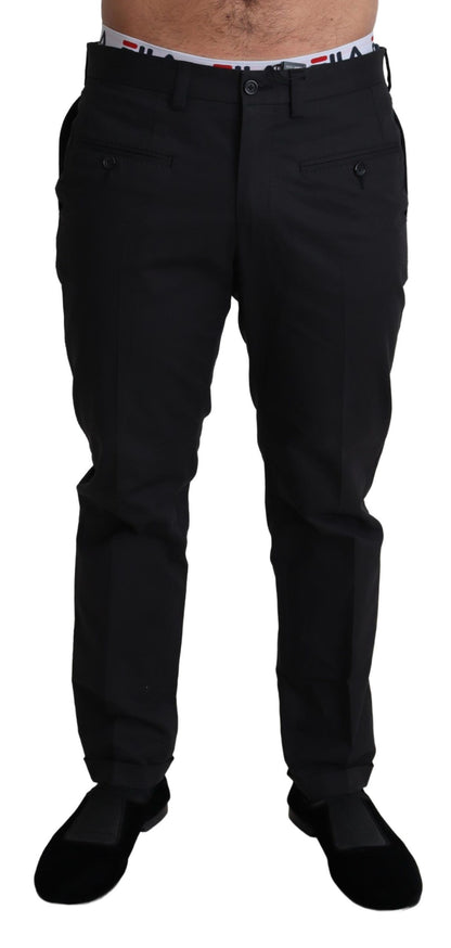  - Elegant Black Stretch Cotton Trousers