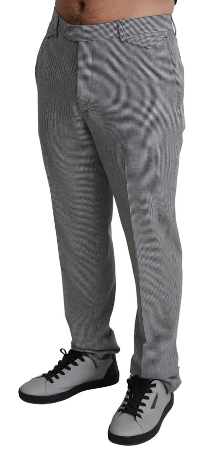  - Elegant Checkered Wool Formal Trousers