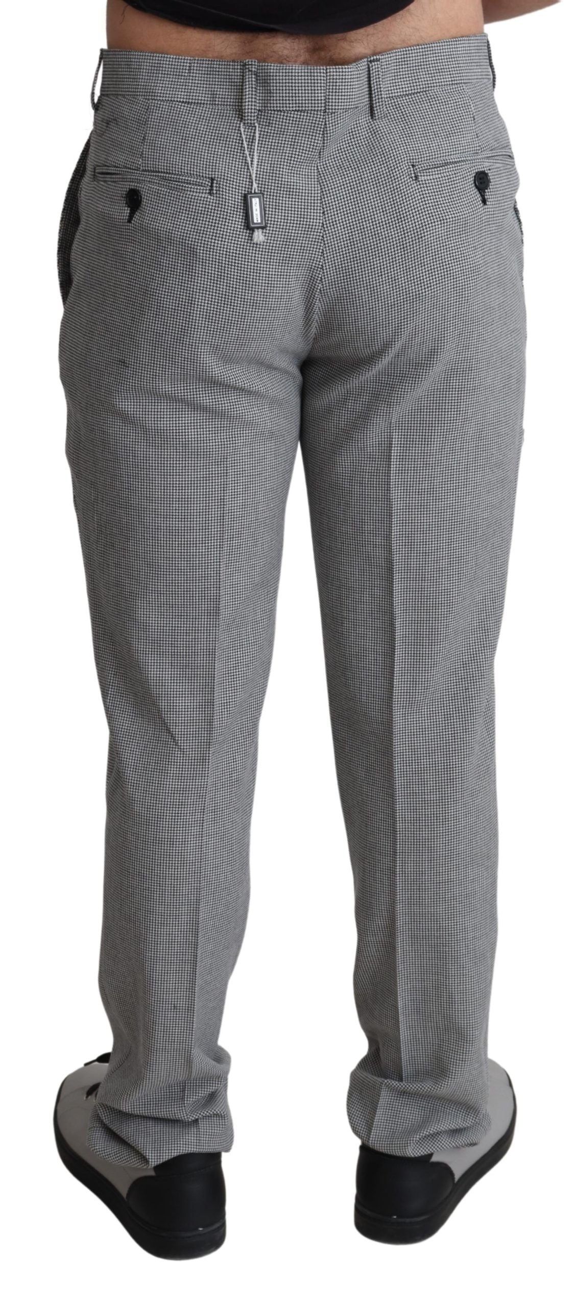  - Elegant Checkered Wool Formal Trousers