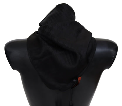  - Elegant Black Wool Scarf with Logo Embroidery