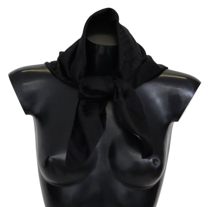  - Elegant Black Wool Scarf with Logo Embroidery