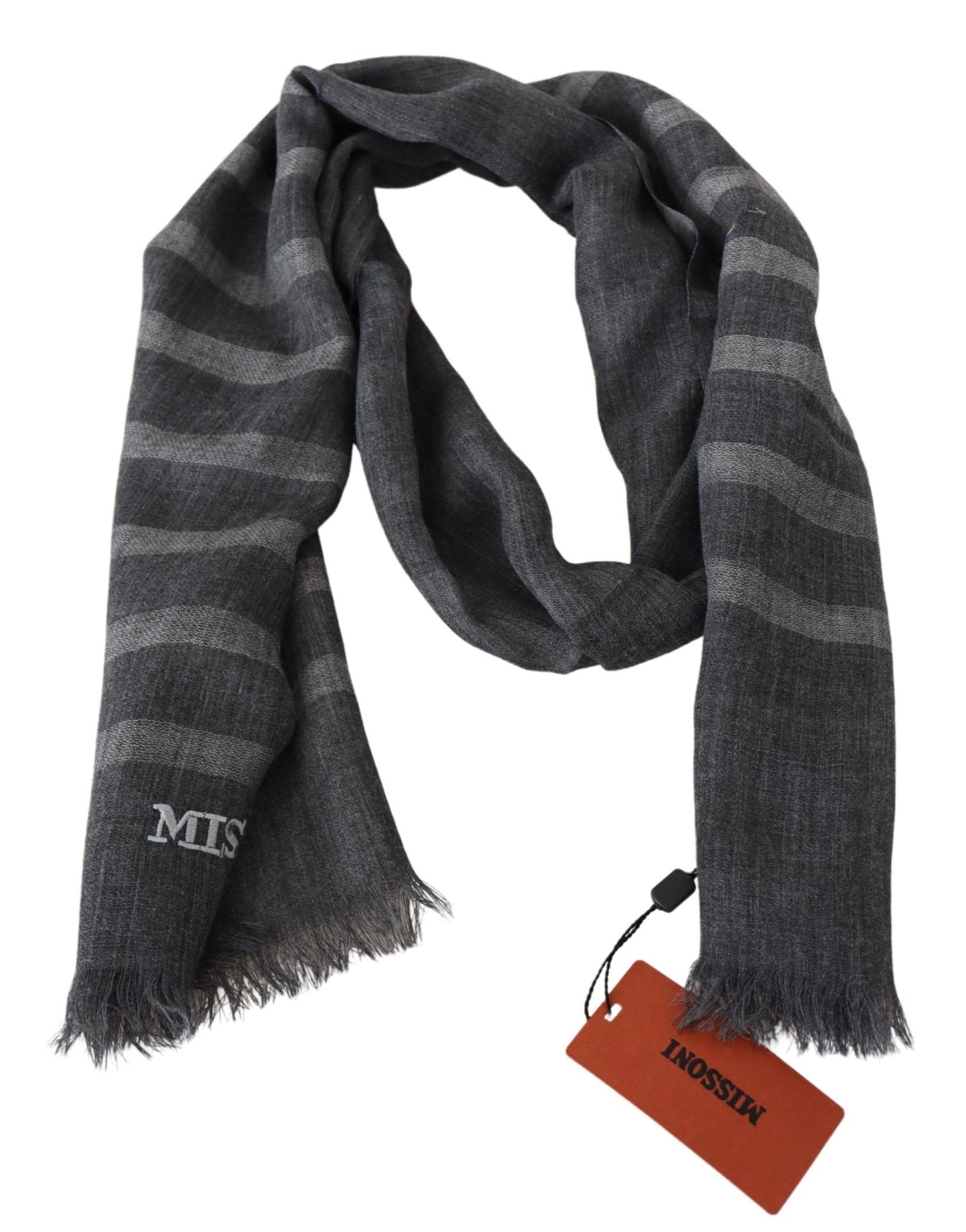  - Elegant Unisex Wool Scarf with Logo Embroidery