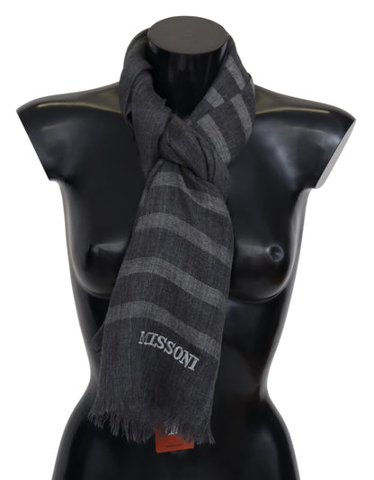  - Elegant Unisex Wool Scarf with Logo Embroidery