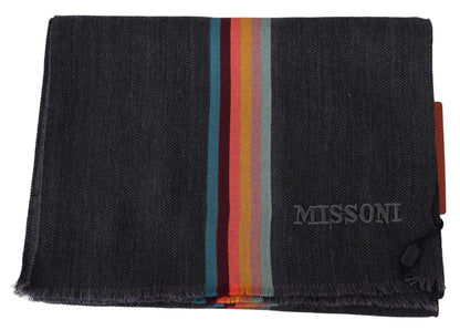  - Elegant Wool-Silk Blend Striped Scarf