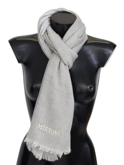  - Elegant Wool Scarf with Signature Embroidery