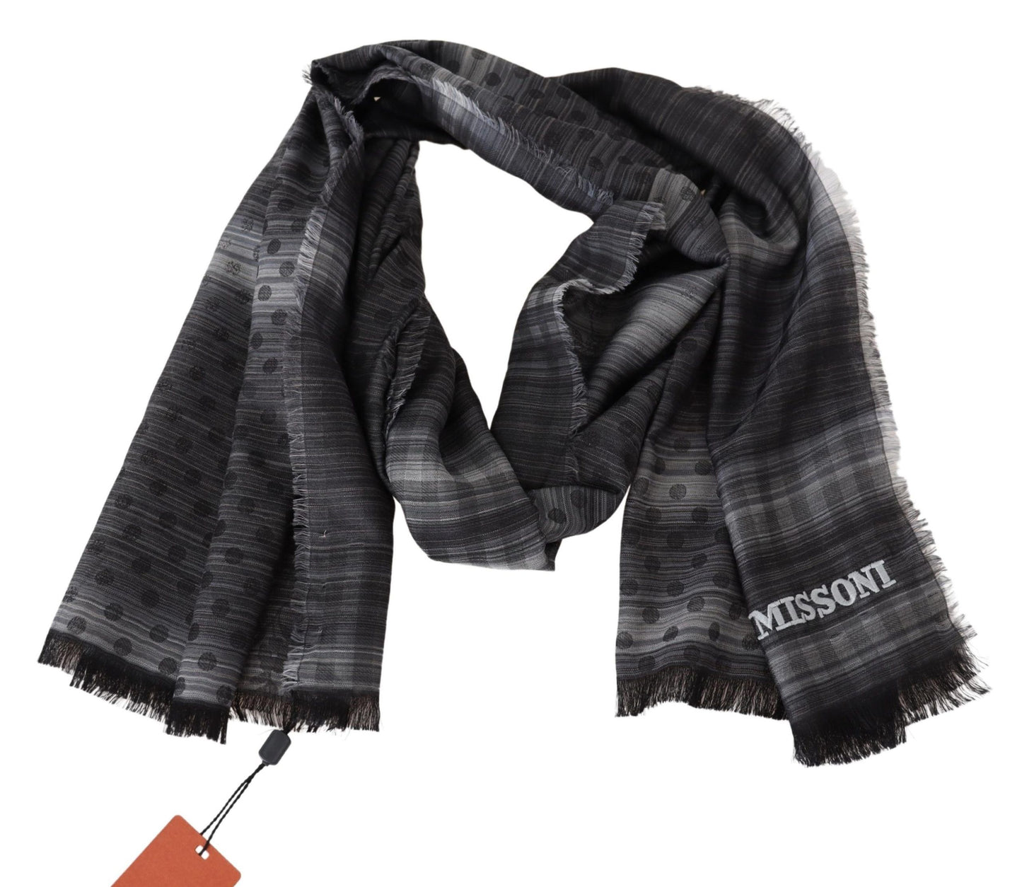  - Elegant Wool Silk Polka Dot Scarf