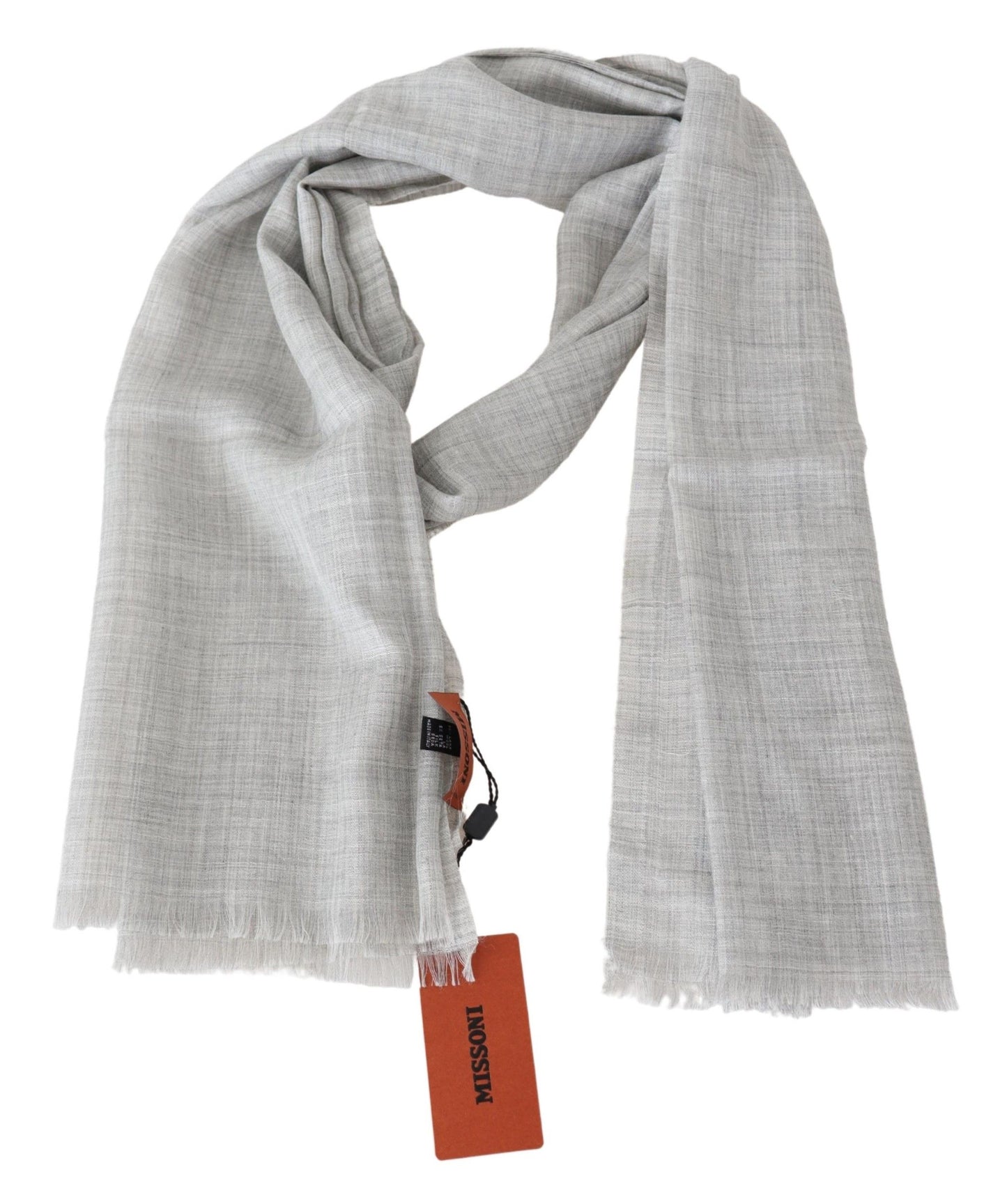  - Elegant Beige Wool Silk Unisex Scarf