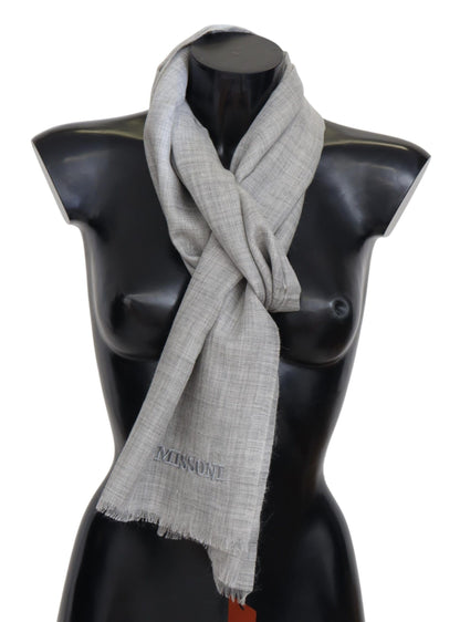  - Elegant Beige Wool Silk Unisex Scarf