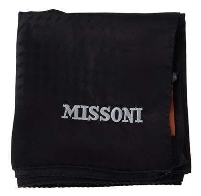  - Elegant Black Wool Scarf with Embroidered Logo