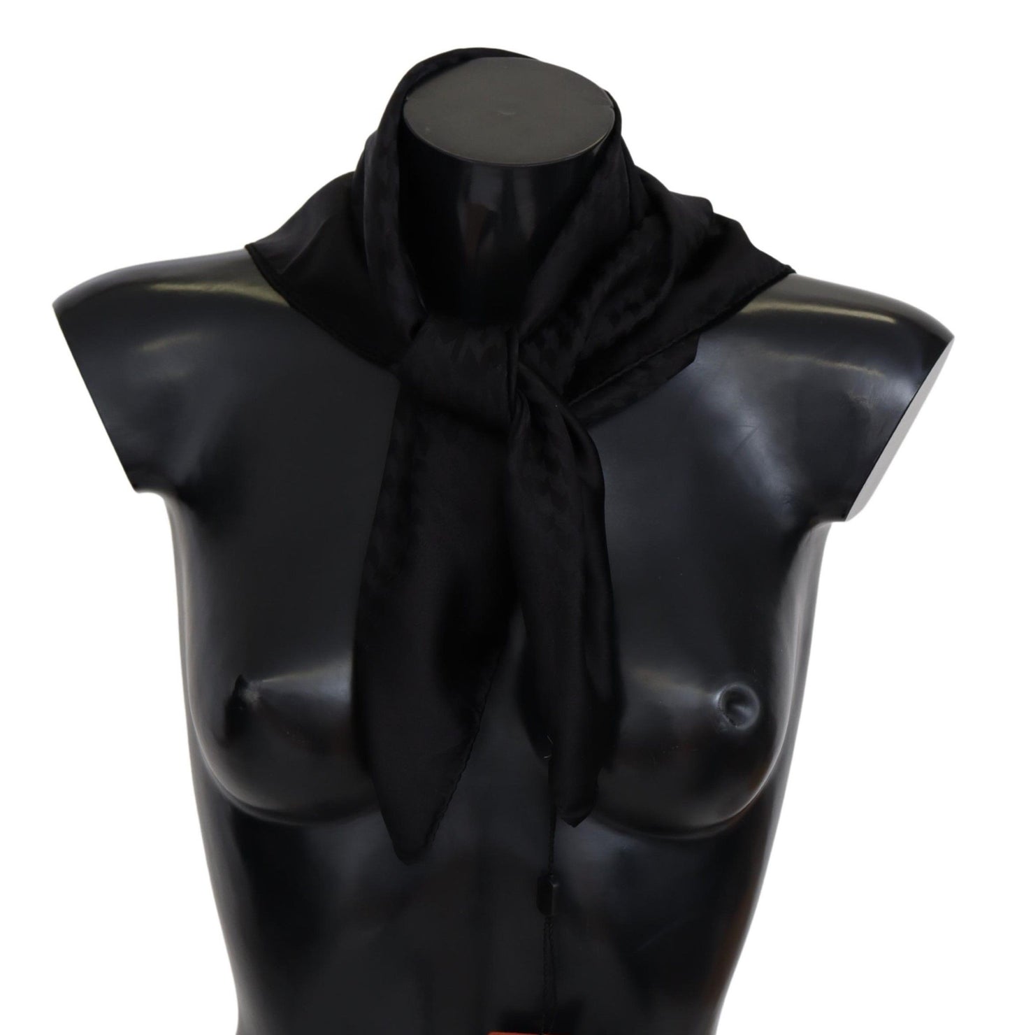  - Elegant Black Wool Scarf with Embroidered Logo