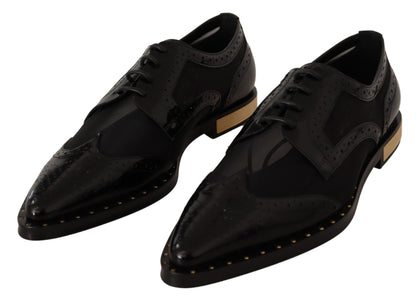  - Elegant Gold-Trimmed Black Oxford Lace-Ups