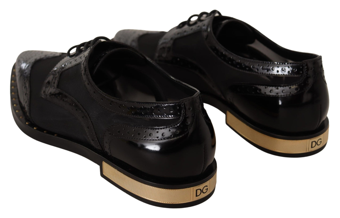  - Elegant Gold-Trimmed Black Oxford Lace-Ups