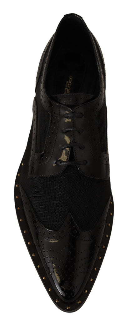  - Elegant Gold-Trimmed Black Oxford Lace-Ups