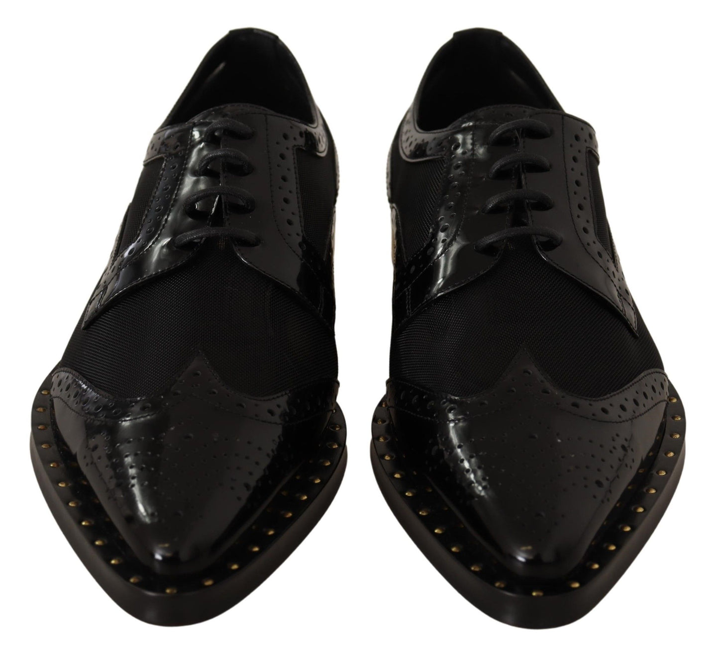  - Elegant Gold-Trimmed Black Oxford Lace-Ups