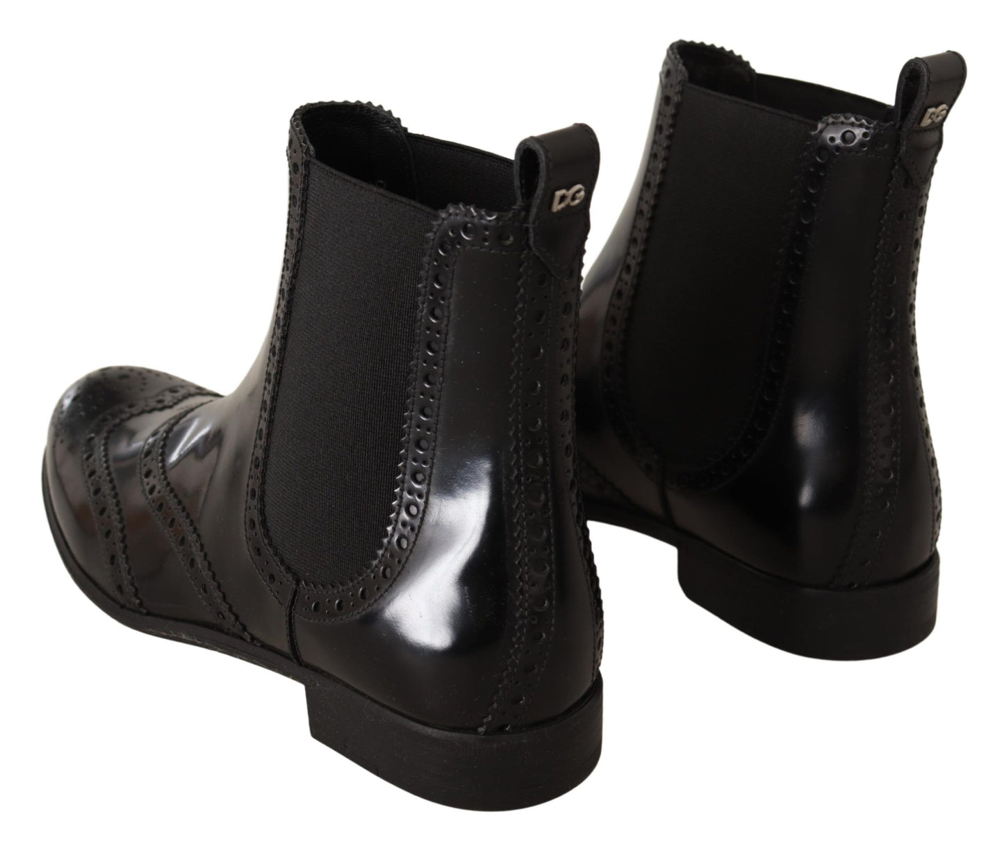  - Elegant Black Ankle Wingtip Oxford Boots