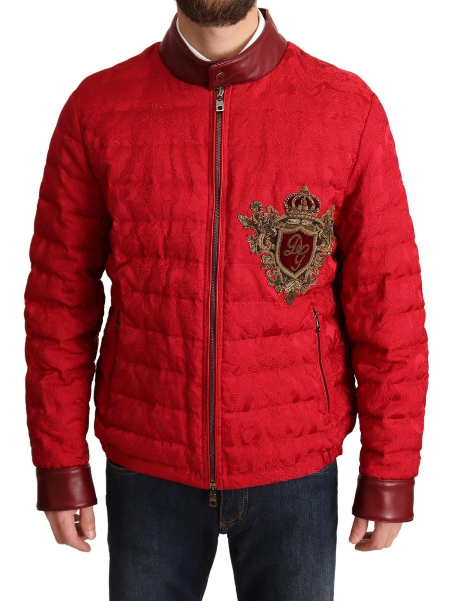  - Red and Gold Bomber Designer Jacket