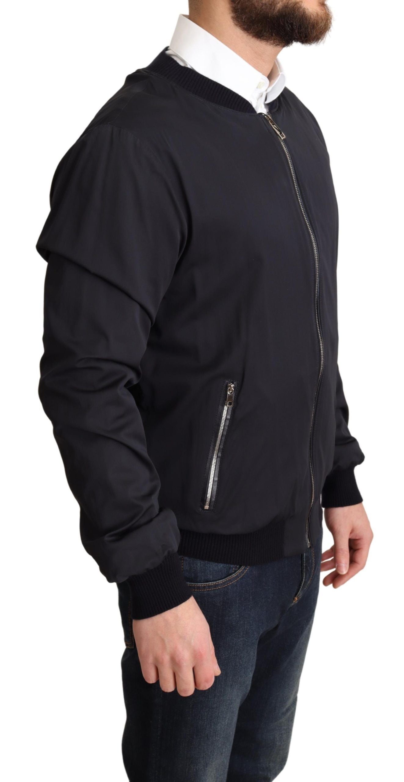  - Elegant Silk Blend Bomber Jacket