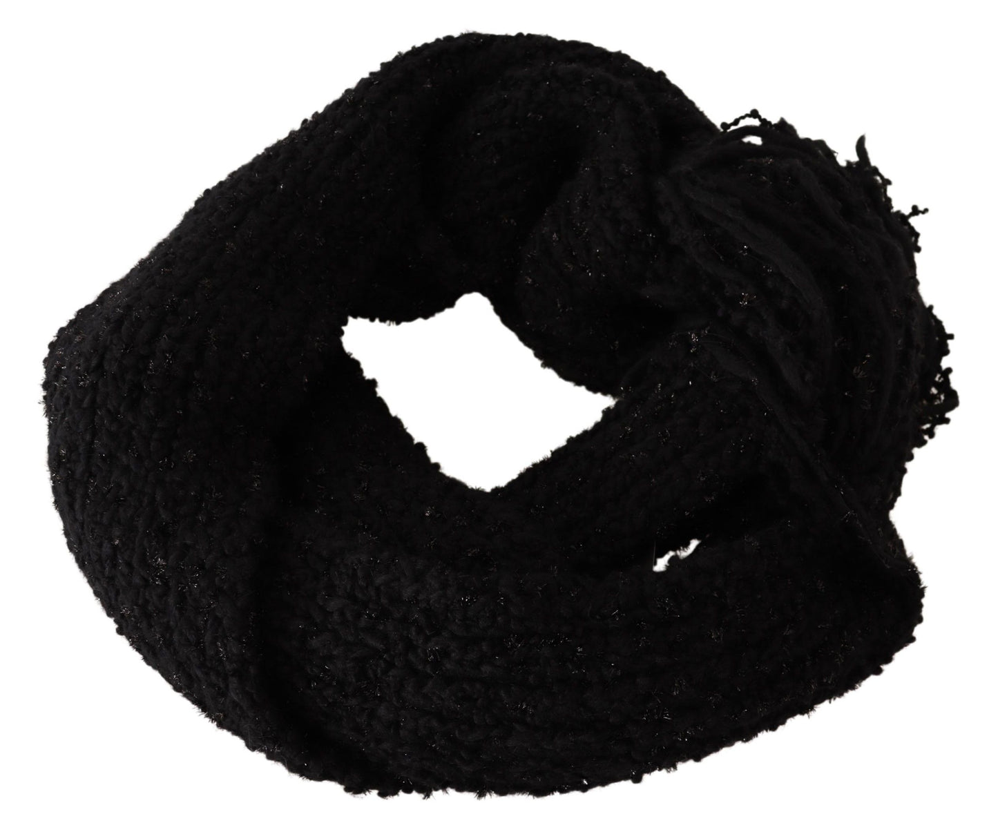  - Elegant Black Wool-Blend Designer Scarf