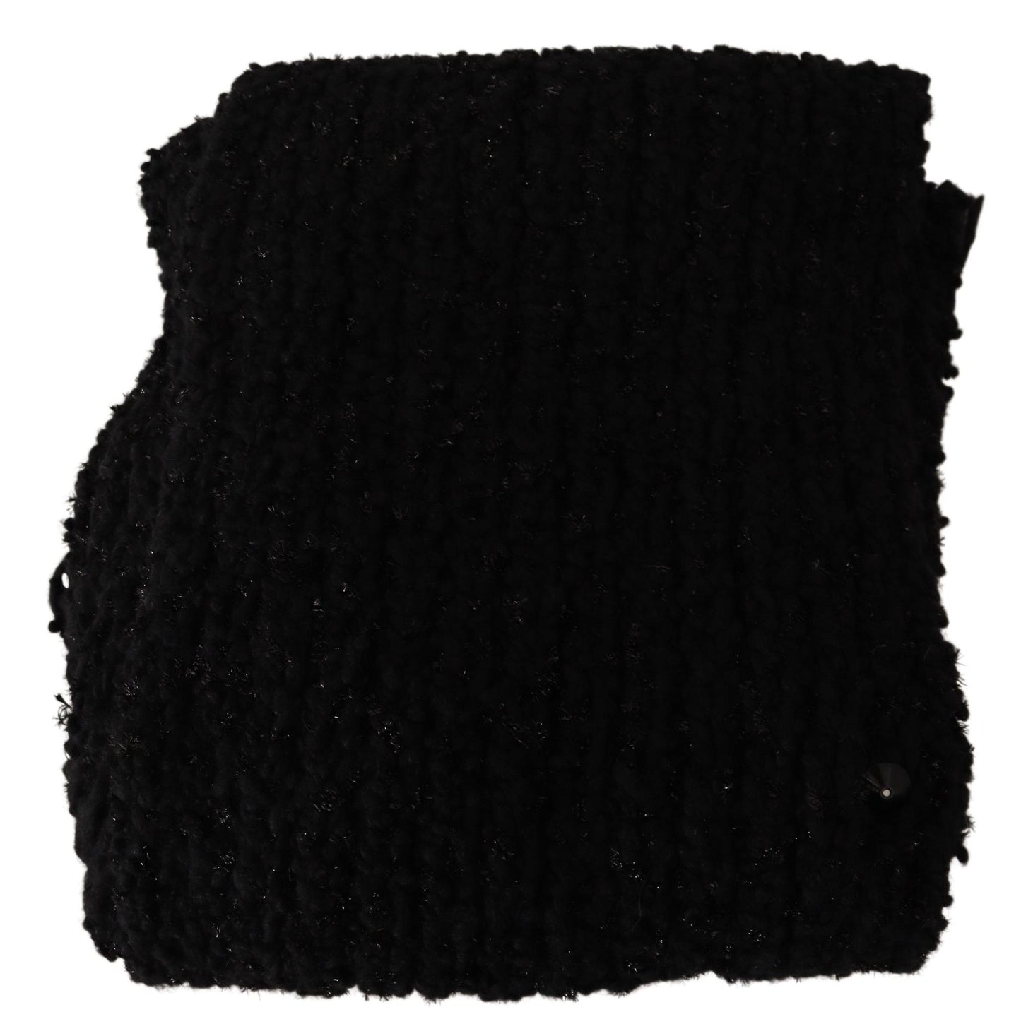  - Elegant Black Wool-Blend Designer Scarf