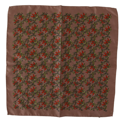  - Elegant Brown Silk Pocket Square with Carrot Print