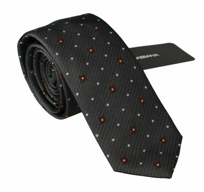  - Elegant Gray Patterned Silk Blend Neck Tie