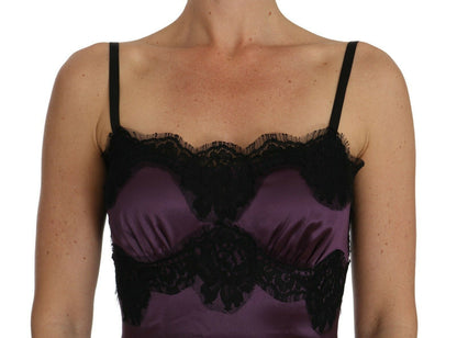  - Elegant Purple Silk Lace Chemise Dress