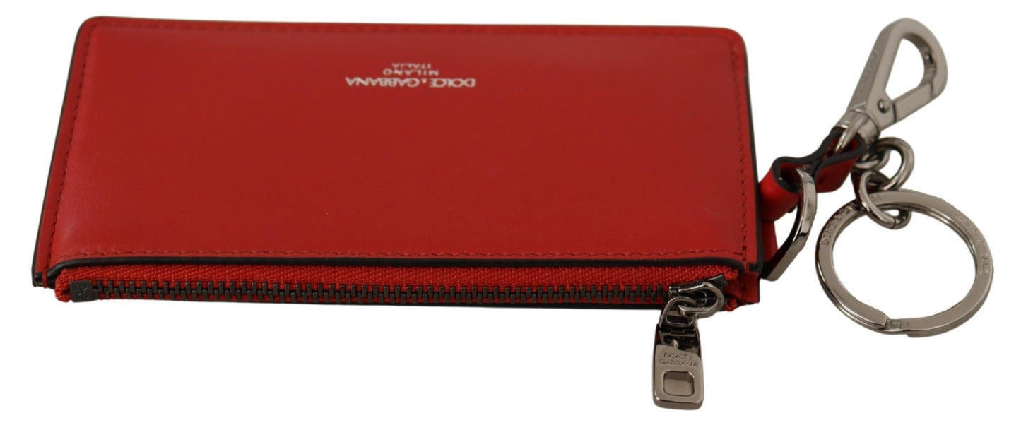  - Elegant Leather Keychain in Vibrant Red