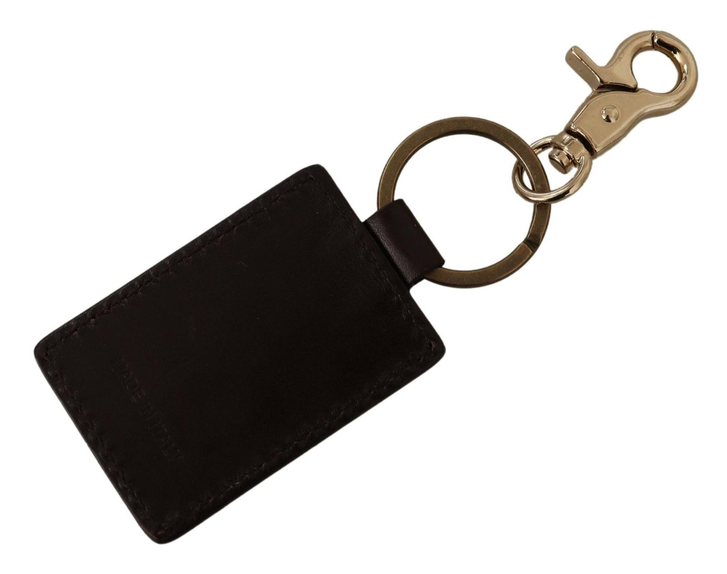  - Elegant Unisex Leather Keyring with Gold Detail