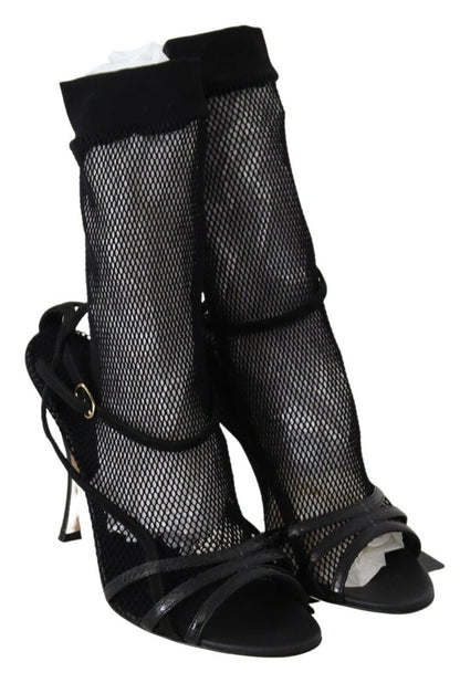  - Chic Black Mesh Stiletto Sandals