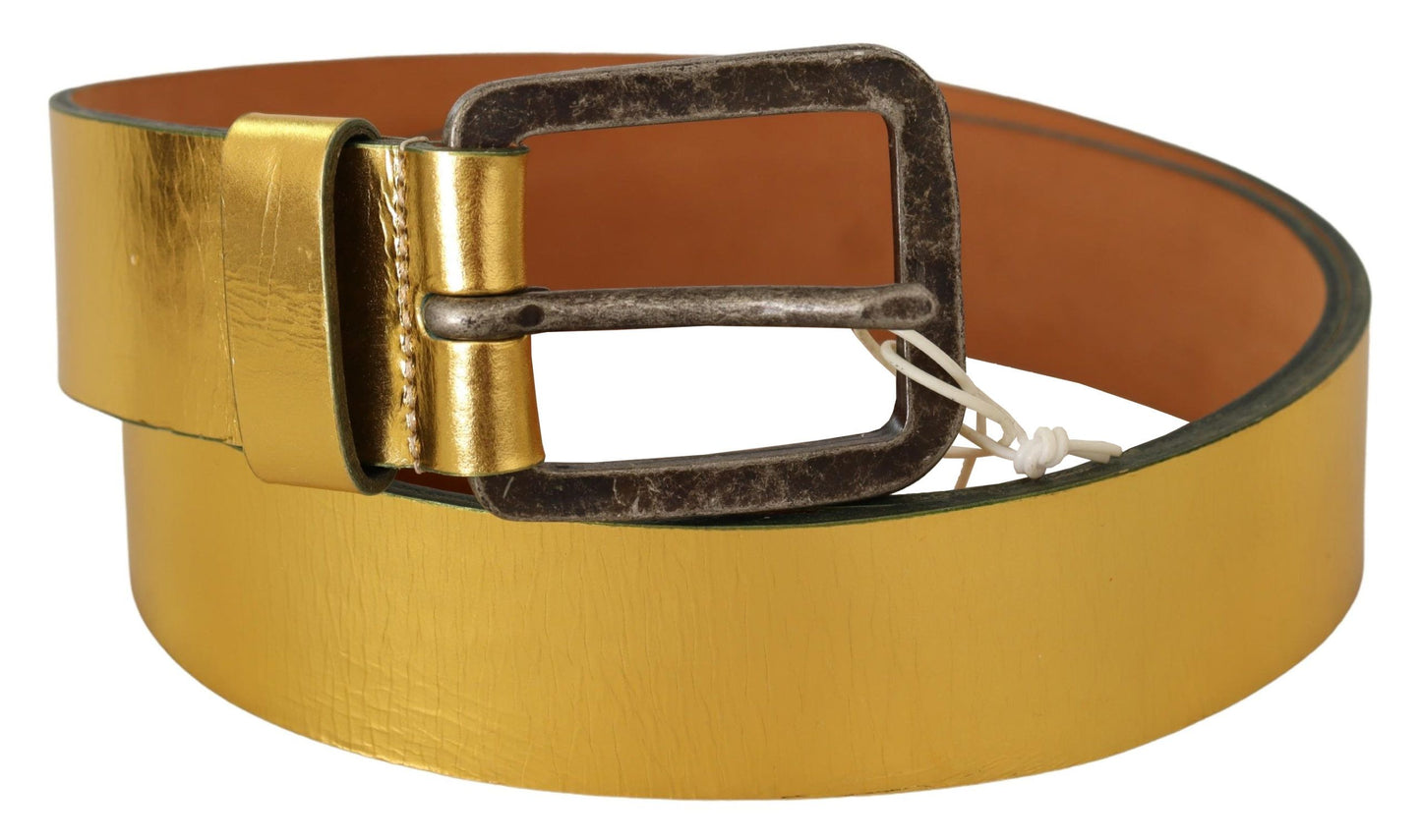  - Elegant Gold Genuine Leather Men's Belt