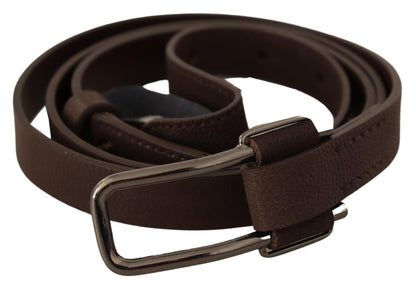  - Elegant Brown Fashion Belt with Silver-Tone Buckle