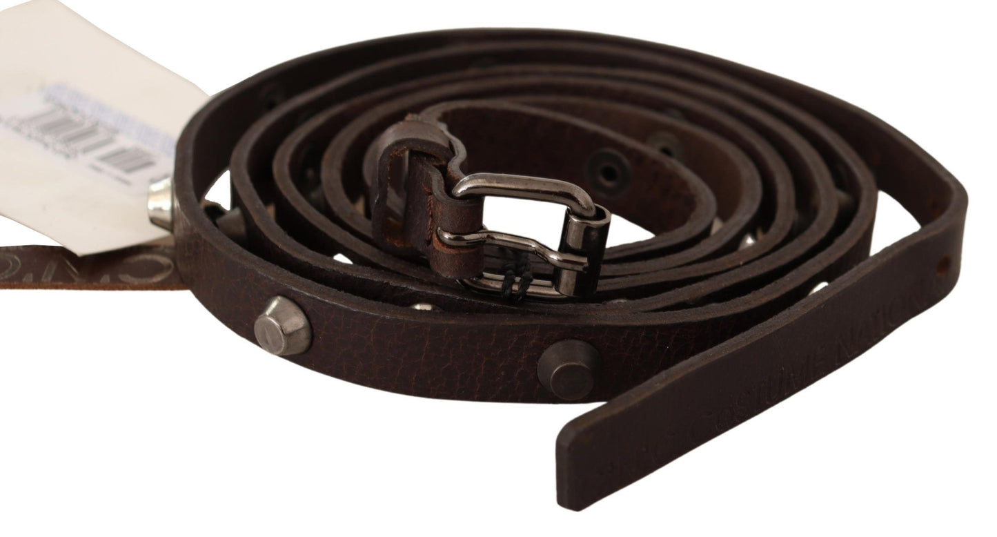  - Chic Brown Leather Fashion Belt with Silver Buckle