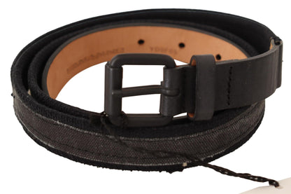  - Classic Black Leather Belt with Buckle Fastening