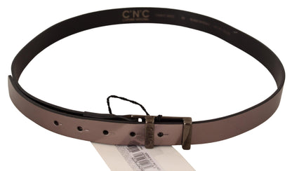  - Chic Pink Metallic Leather Belt with Bronze Buckle