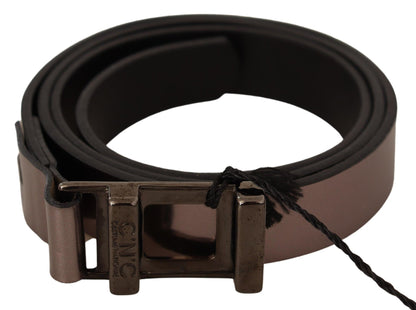  - Chic Pink Metallic Leather Belt with Bronze Buckle