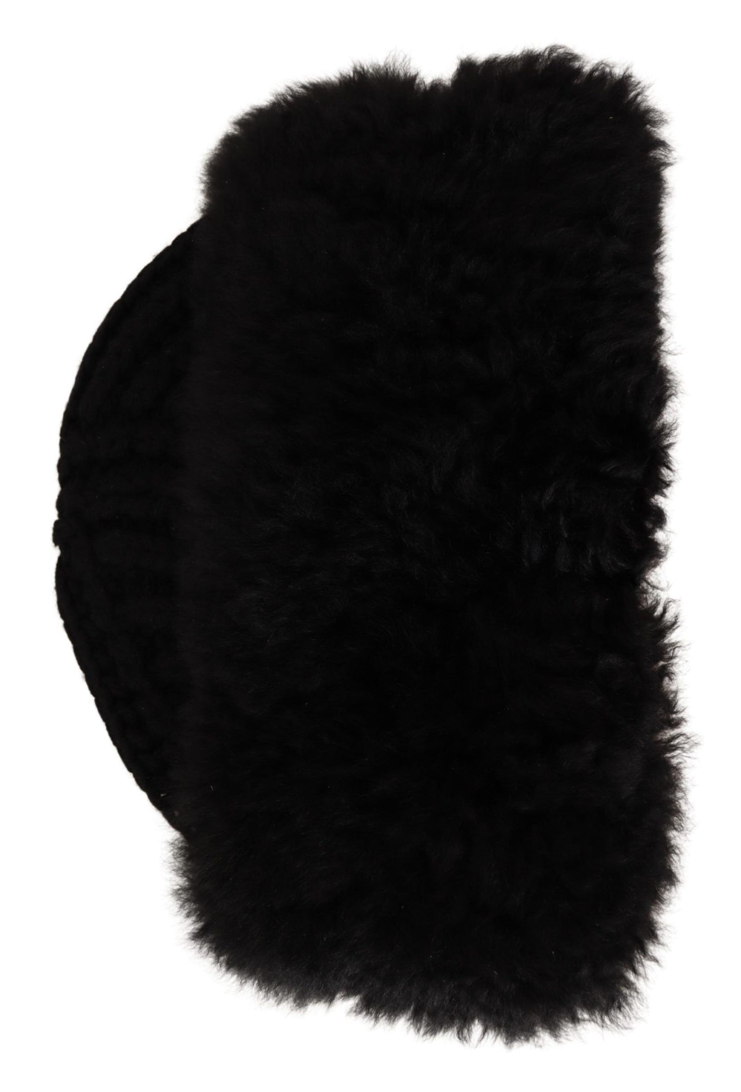  - Elegant Black Cashmere Alpaca Fur Beanie