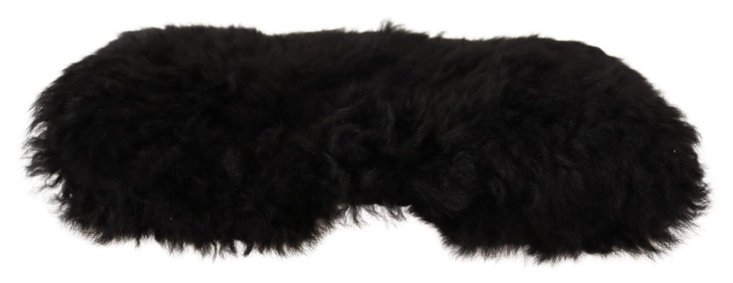  - Elegant Black Cashmere Alpaca Fur Beanie