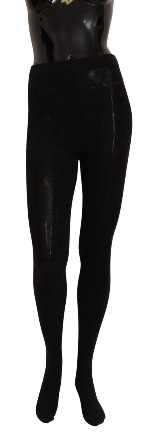  - Elegant Black Wool Stretch Tights