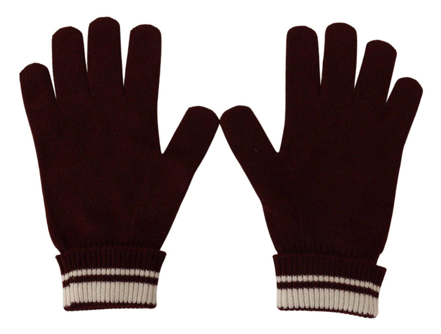  - Elegant Red Cashmere Gloves with Crown Motif