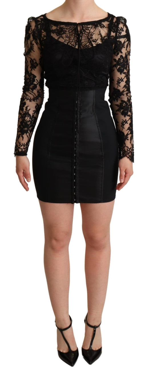  - Elegant Black Lace Mini-Dress Delight