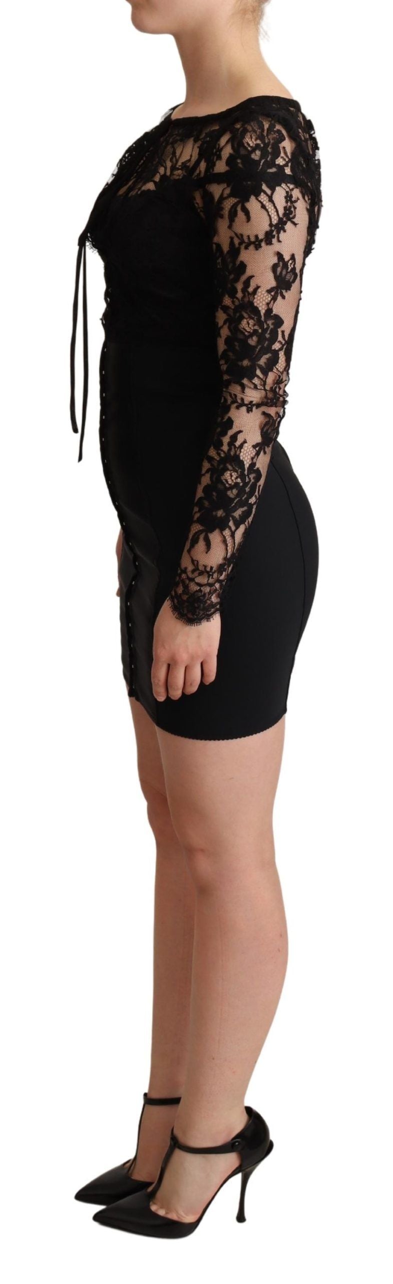  - Elegant Black Lace Mini-Dress Delight