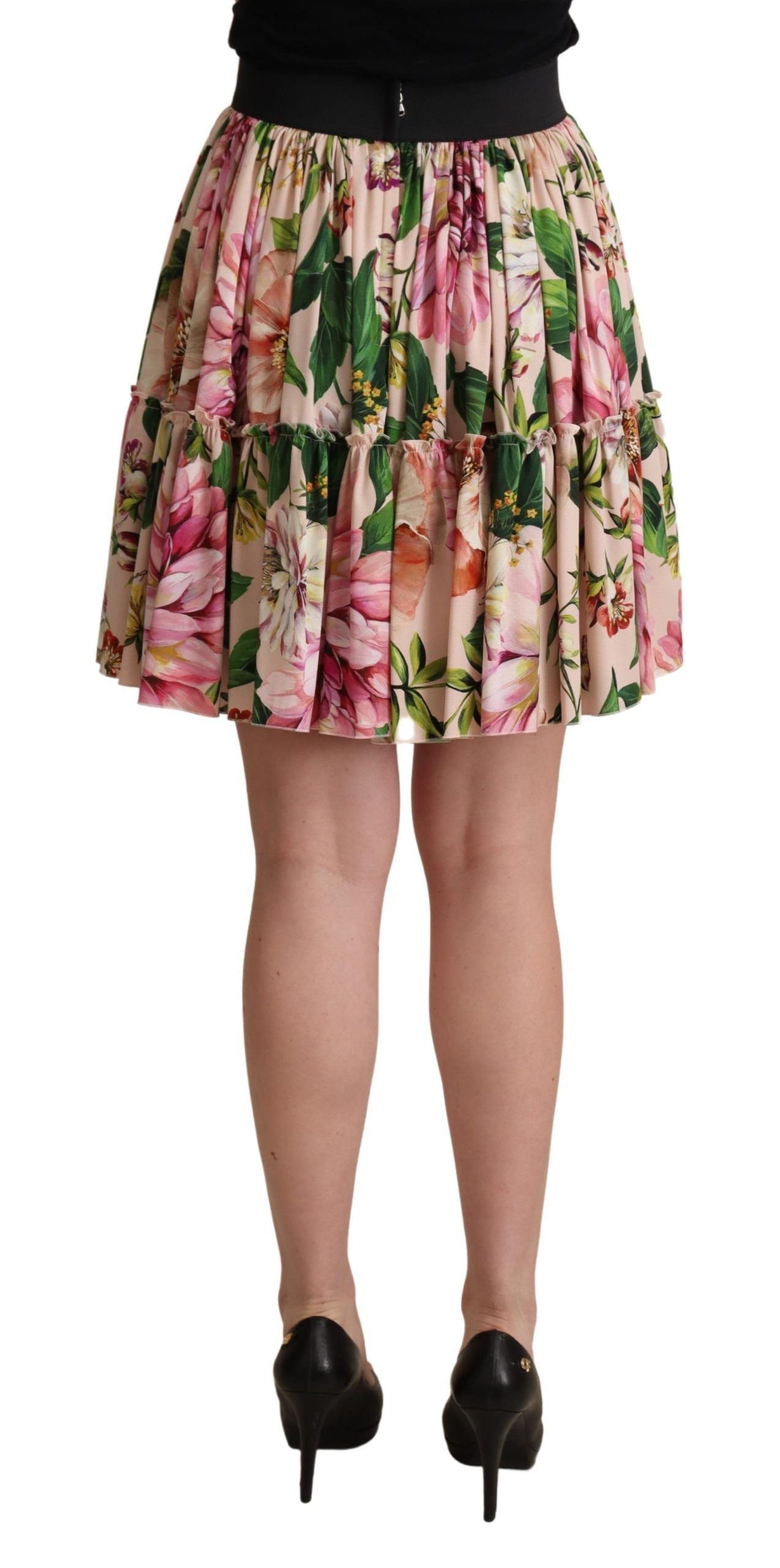  - Elegant Floral Silk High Waist Mini Skirt