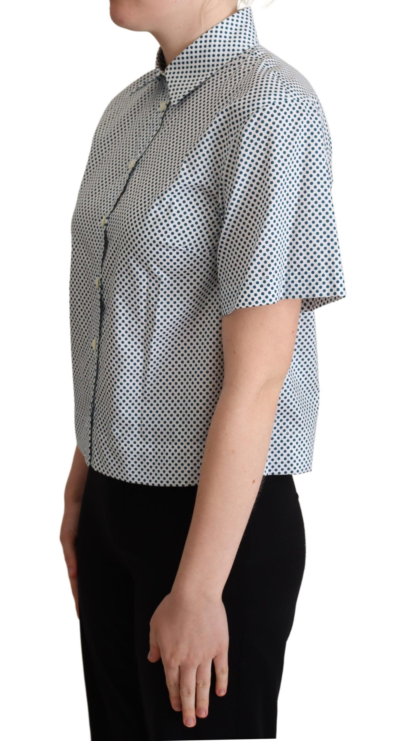  - Elegant Polka Dot Cotton Polo Shirt